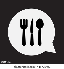 Web line icon. Cutlery (spoon, fork, knife)
