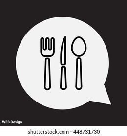 Web line icon. Cutlery (spoon, fork, knife)