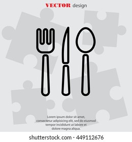 Web line icon. Cutlery (spoon, fork, knife)