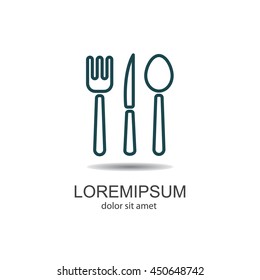 Web line icon. Cutlery (spoon, fork, knife)