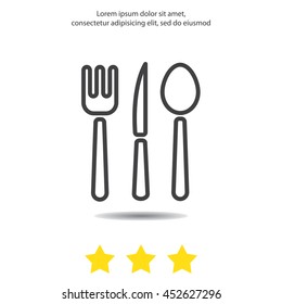 Web line icon. Cutlery (spoon, fork, knife)