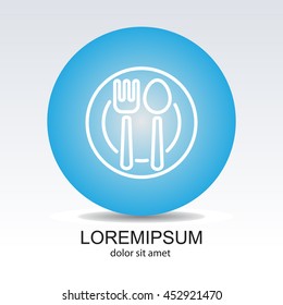 Web line icon. Cutlery, Spoon and fork on a plate