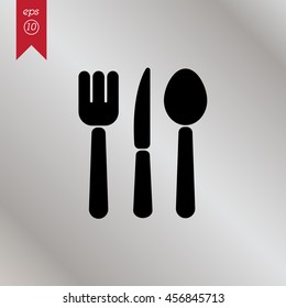 Web line icon. Cutlery (spoon, fork, knife)
