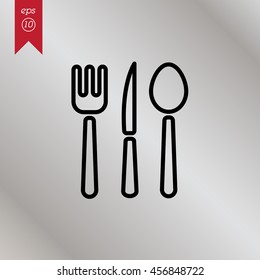 Web line icon. Cutlery (spoon, fork, knife)