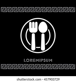 Web line icon. Cutlery, Spoon and fork on a plate