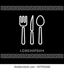 Web line icon. Cutlery (spoon, fork, knife)