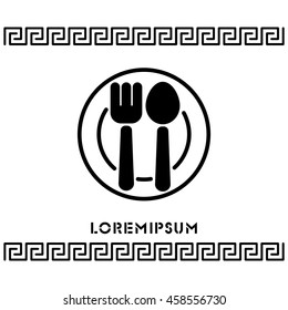 Web line icon. Cutlery, Spoon and fork on a plate
