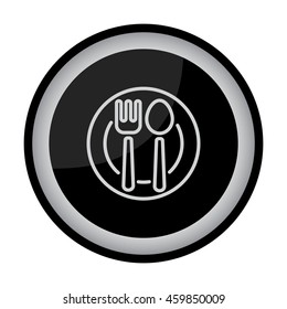 Web line icon. Cutlery, Spoon and fork on a plate