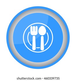 Web line icon. Cutlery, Spoon and fork on a plate