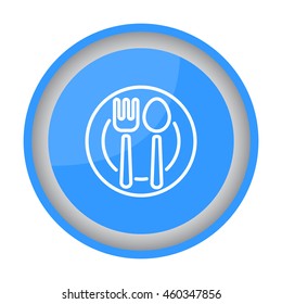 Web line icon. Cutlery, Spoon and fork on a plate