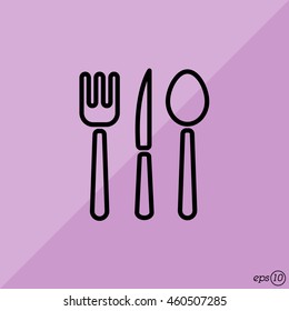Web line icon. Cutlery (spoon, fork, knife)