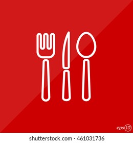 Web line icon. Cutlery (spoon, fork, knife)