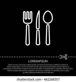 Web line icon. Cutlery (spoon, fork, knife)
