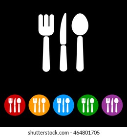 Web line icon. Cutlery (spoon, fork, knife)