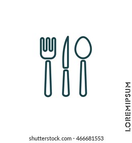 Web line icon. Cutlery (spoon, fork, knife)