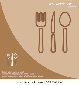 Web line icon. Cutlery (spoon, fork, knife)