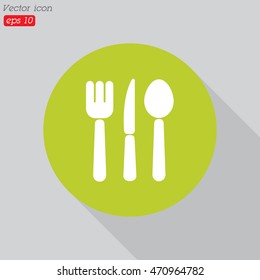 Web line icon. Cutlery (spoon, fork, knife)