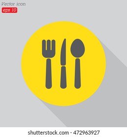 Web line icon. Cutlery (spoon, fork, knife)