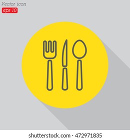 Web line icon. Cutlery (spoon, fork, knife)