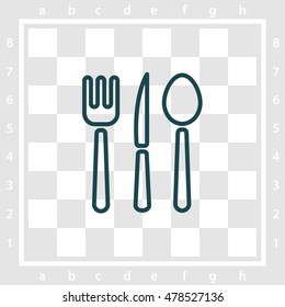 Web line icon. Cutlery (spoon, fork, knife)