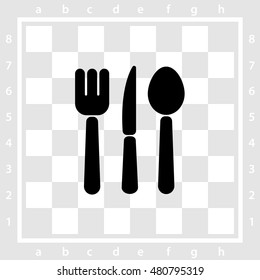 Web line icon. Cutlery (spoon, fork, knife)