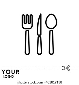 Web line icon. Cutlery (spoon, fork, knife)