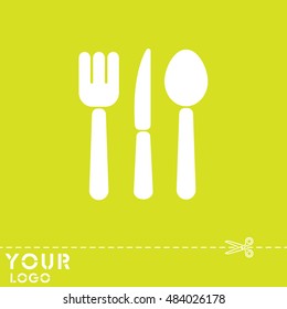 Web line icon. Cutlery (spoon, fork, knife)
