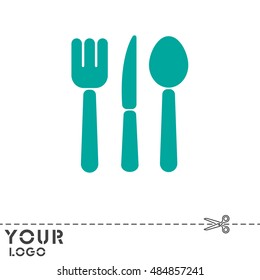 Web line icon. Cutlery (spoon, fork, knife)
