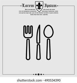 Web line icon. Cutlery (spoon, fork, knife)