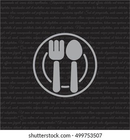 Web line icon. Cutlery, Spoon and fork on a plate
