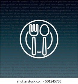 Web line icon. Cutlery, Spoon and fork on a plate