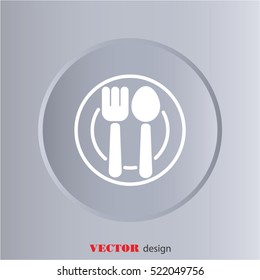 Web line icon. Cutlery, Spoon and fork on a plate