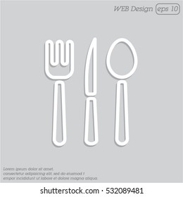 Web line icon. Cutlery (spoon, fork, knife)