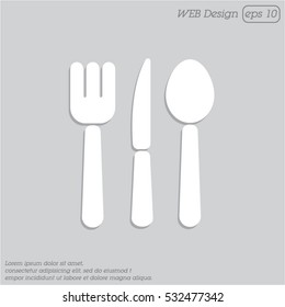 Web line icon. Cutlery (spoon, fork, knife)