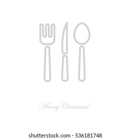 Web line icon. Cutlery (spoon, fork, knife)