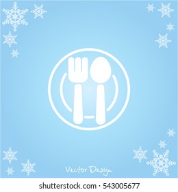 Web line icon. Cutlery, Spoon and fork on a plate
