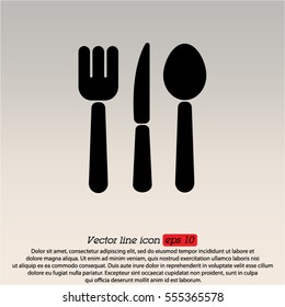Web line icon. Cutlery (spoon, fork, knife)