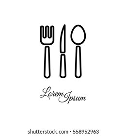 Web line icon. Cutlery (spoon, fork, knife)