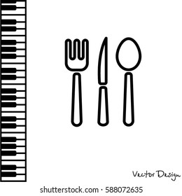 Web line icon. Cutlery (spoon, fork, knife)