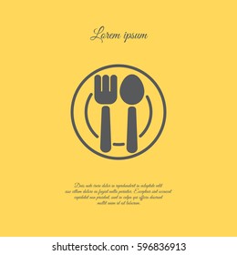 Web line icon. Cutlery, Spoon and fork on a plate