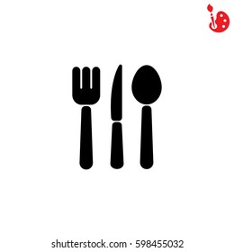 Web line icon. Cutlery (spoon, fork, knife)
