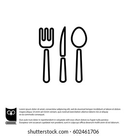 Web line icon. Cutlery (spoon, fork, knife)