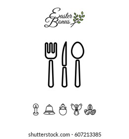 Web line icon. Cutlery (spoon, fork, knife)
