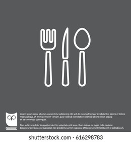 Web line icon. Cutlery (spoon, fork, knife)