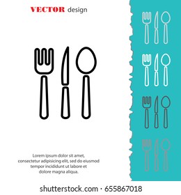 Web line icon. Cutlery (spoon, fork, knife)