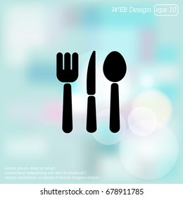Web line icon. Cutlery (spoon, fork, knife)