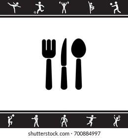 Web line icon. Cutlery (spoon, fork, knife)