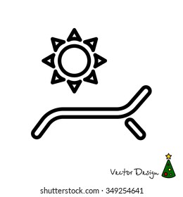 Web line icon. Deckchair and sun