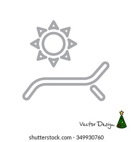 Web line icon. Deckchair and sun