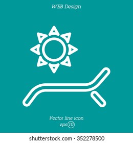 Web line icon. Deckchair and sun